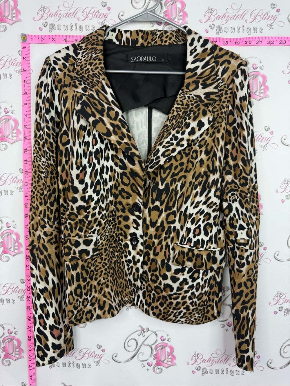 SAOPAULO blazer Women’s Leopard Print Blazer Jacket - Brown/Black